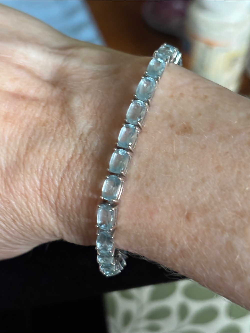 Sterling Silver Blue Topaz Tennis Bracelet - Light Blue